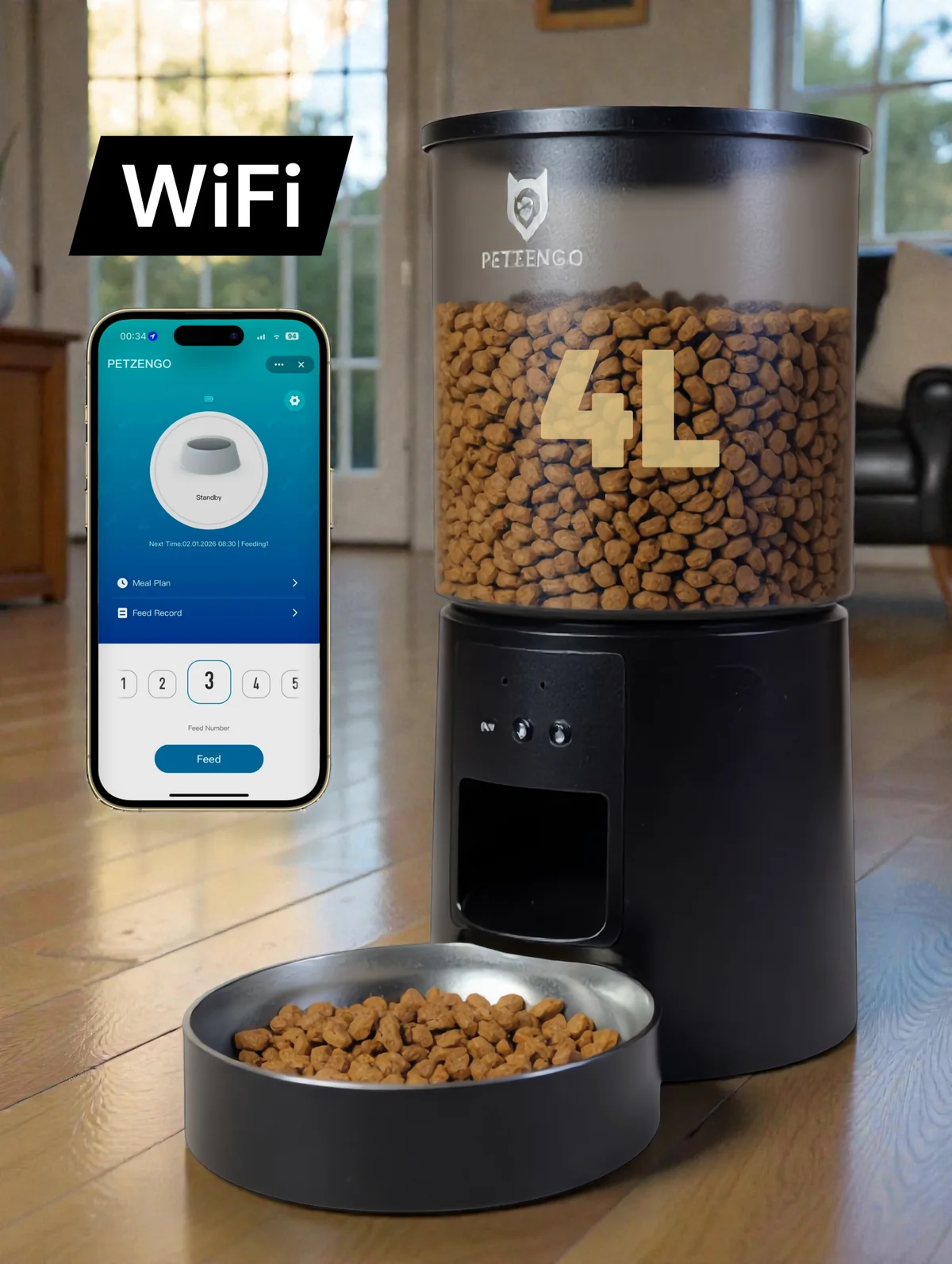 Автокормушка Wi‑Fi 4 л для сухого корма